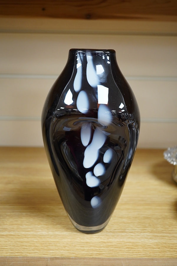 A modern Studio glass vase 'Black Hole' vase, signed 'Walsh Ifon.. 2004', 24cm. Condition - good